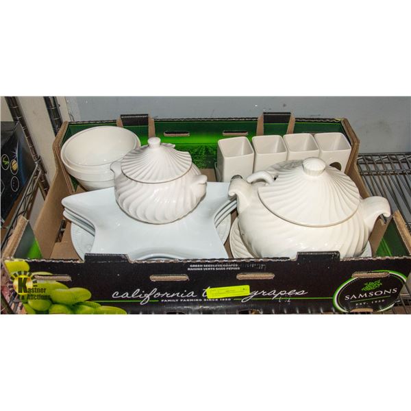 17 PCS WHITE KITCHEN ITEMS - ESTATE