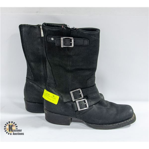 HARLEY DAVIDSON SIZE 7 LEATHER BIKER BOOTS-ESTATE