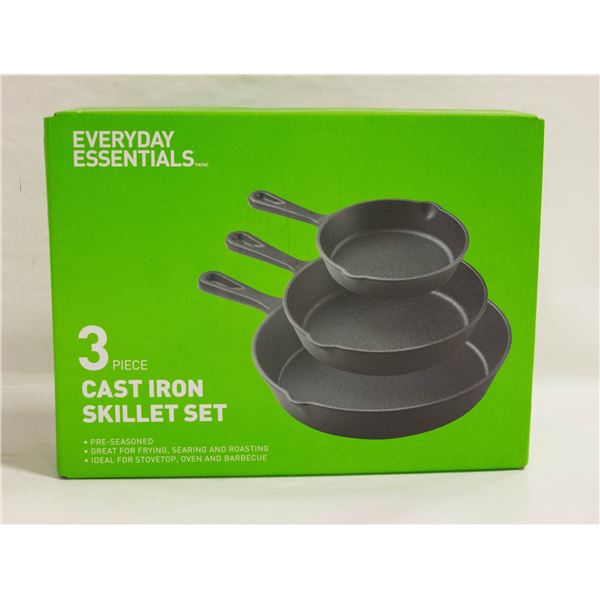 3 PIECE CAST IRON SKILLET SET - NEW IN BOX