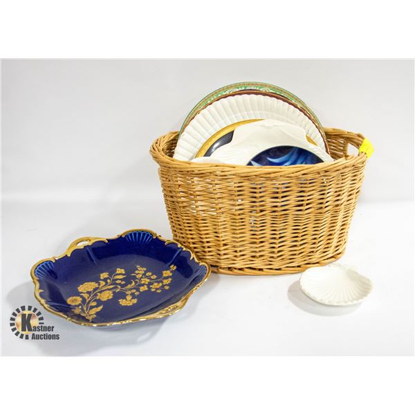 WICKER BASKET WITH LIMOGES AND