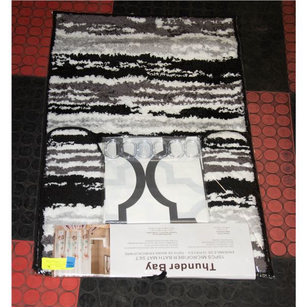 THUNDERBAY BATHMAT SET INCLUDES MAT SHOWER CURTAIN