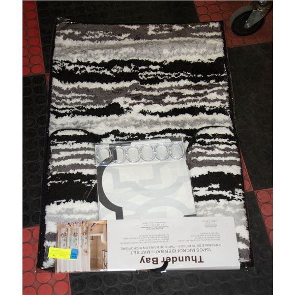 THUNDERBAY BATHMAT SET INCLUDES MAT SHOWER CURTAIN