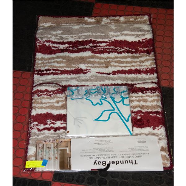 THUNDERBAY BATHMAT SET INCLUDES MAT SHOWER CURTAIN
