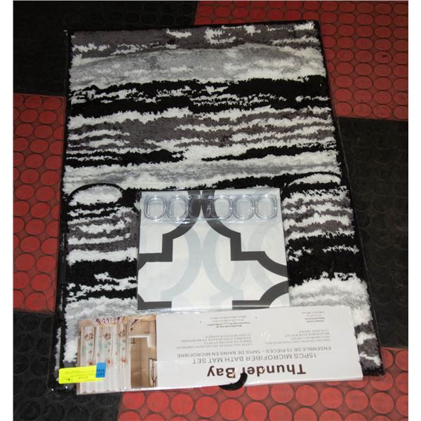THUNDERBAY BATHMAT SET INCLUDES MAT SHOWER CURTAIN