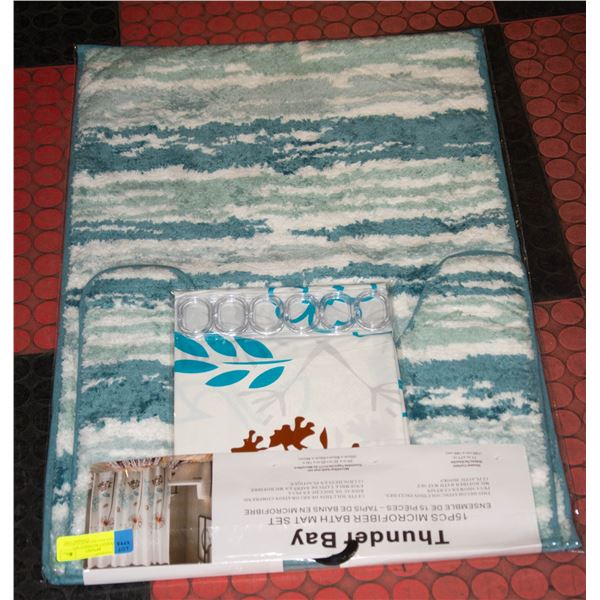 THUNDERBAY BATHMAT SET INCLUDES MAT SHOWER CURTAIN
