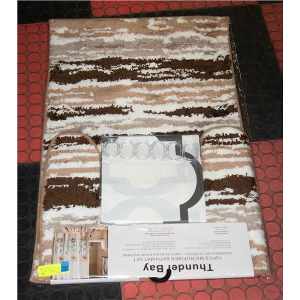 THUNDERBAY BATHMAT SET INCLUDES MAT SHOWER CURTAIN