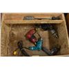 Image 2 : WOODEN TOOL CHEST STYLE BOX WITH 4 DRILLS + MORE