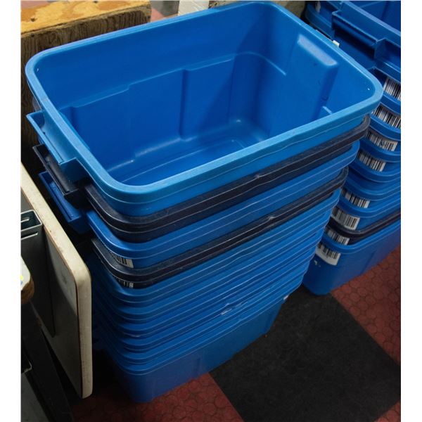 10 USED 14 GAL RUBBERMAID BINS - NO LIDS