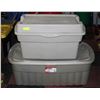 Image 1 : 2 LARGE TOTES W/2 LIDS, 189L & 151L GRAY
