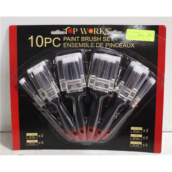 NEW SEALED TOP WORKS 10PC PAINT BRUSH SET
