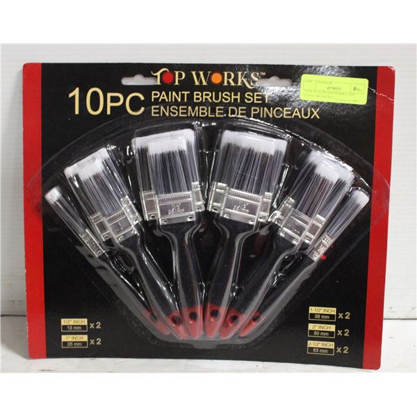 NEW SEALED TOP WORKS 10PC PAINT BRUSH SET