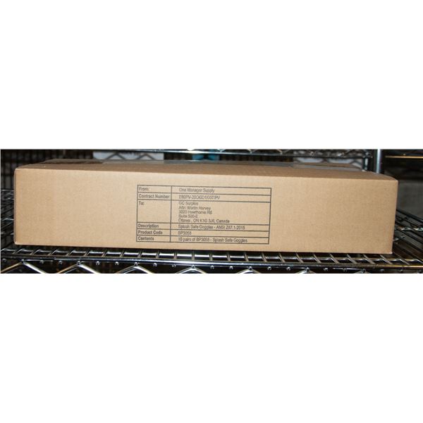 NEW CASE WITH 10 CLEAR SAFETY GOGGLES