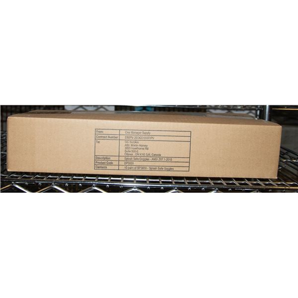 NEW CASE WITH 10 CLEAR SAFETY GOGGLES