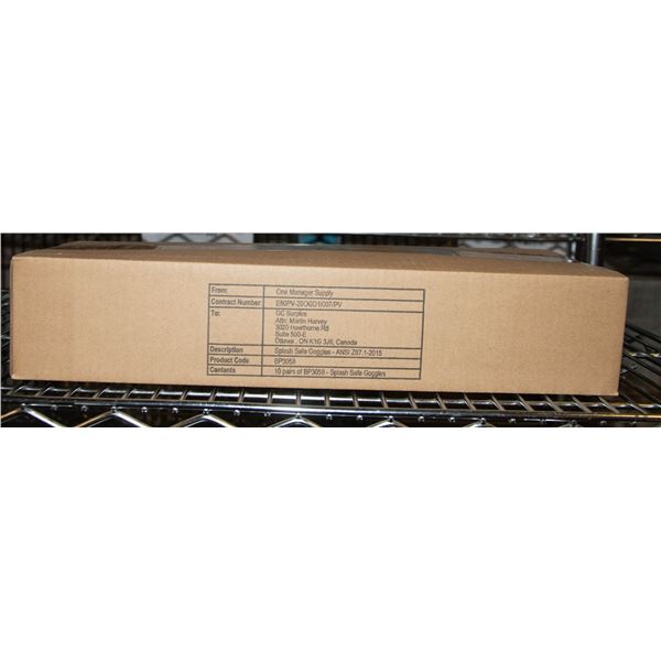 NEW CASE WITH 10 CLEAR SAFETY GOGGLES