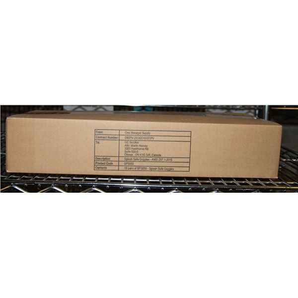 NEW CASE WITH 10 CLEAR SAFETY GOGGLES