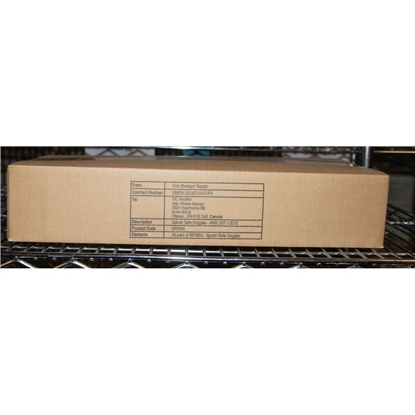 NEW CASE WITH 10 CLEAR SAFETY GOGGLES