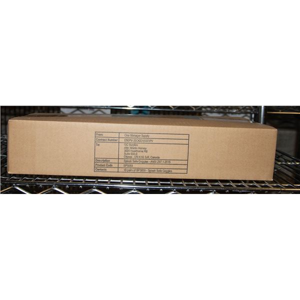 NEW CASE WITH 10 CLEAR SAFETY GOGGLES