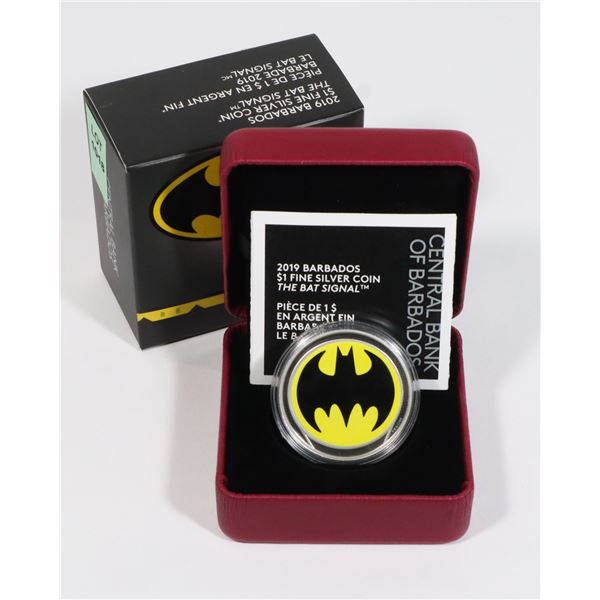 2019 BARBADOS $1 FINE SILVER COIN "THE BAT SIGNAL"