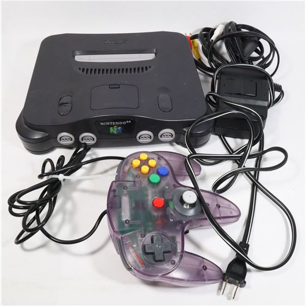 NINTENDO 64 CONSOLE WITH ALL CORDS AND ONE
