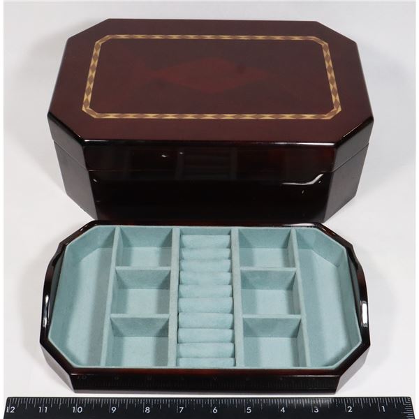 WELL MADE WOOD INLAID JEWELRY BOX
