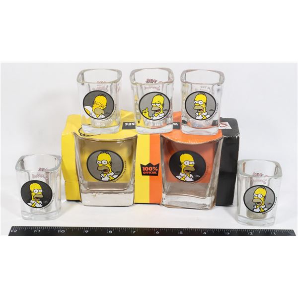 BUNDLEO OF SIMPSONS SHOT GLASSES AND WHISKY GLASSES