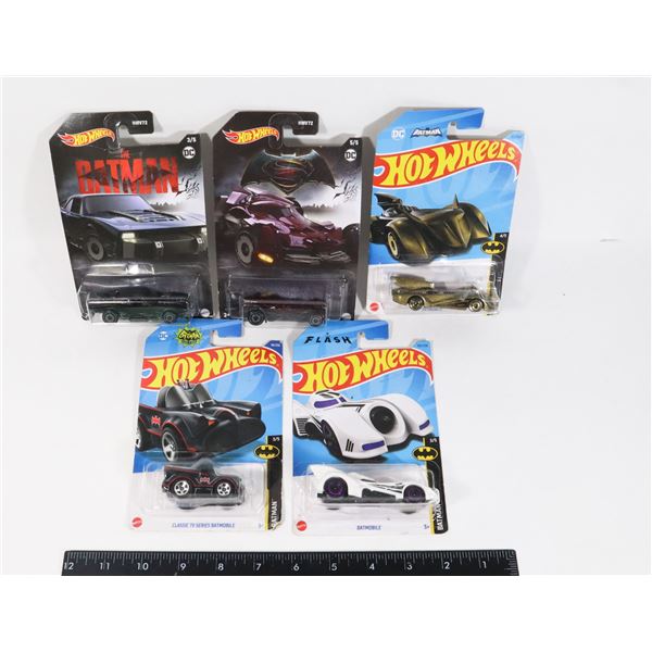 BUNDLE OF 5 HOTWHEELS BATMOBILES FROM DIFFERENT
