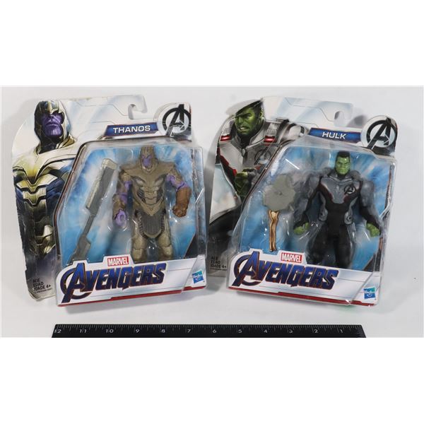 TWO MARVEL AVENGERS ACTION FIGURES, HULK AND