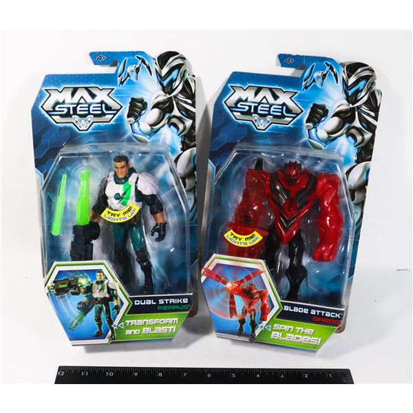 TWO NEW MAX STEEL ACTION FIGURES, BLADE ATTACK