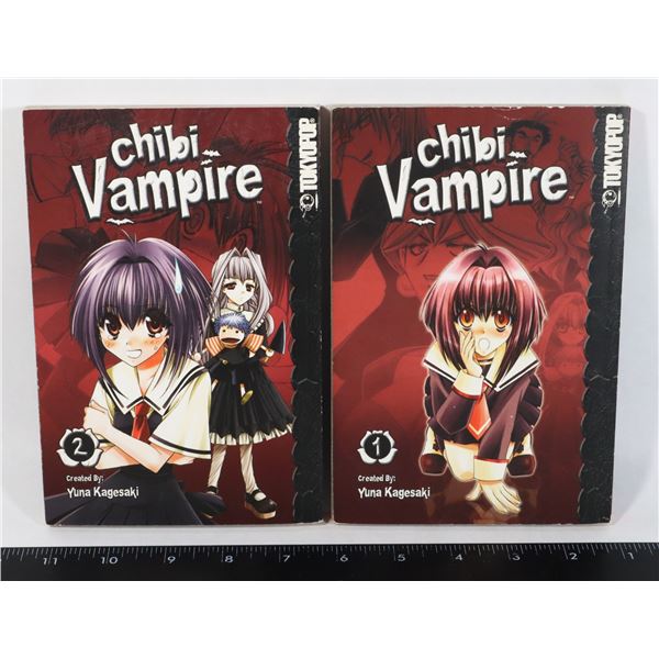 TWO ANIME MANGA BOOKS: CHIBI VAMPIRE 1 AND 2