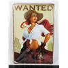 Image 1 : 8" X 12" METAL WALL ART -"WANTED" COWGIRL
