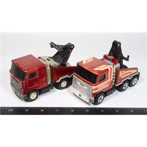 TWO 1980S ERA BUDDY L SEMI TOW TRUCK DIE CAST
