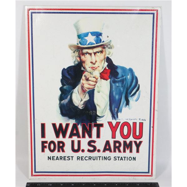 16" X 12.5" ART METAL SIGN, US ARMY UNCLE SAM