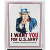 Image 1 : 16" X 12.5" ART METAL SIGN, US ARMY UNCLE SAM