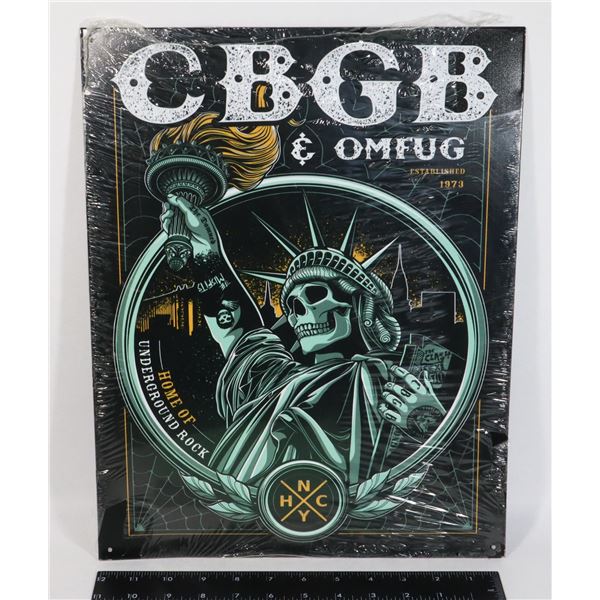 16" X 12.5" ART METAL SIGN, CBGB & OMFUG