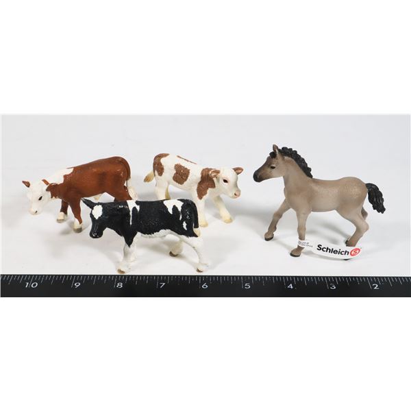 BAG OF SCHLEICH HORSE AND COW FIGURES