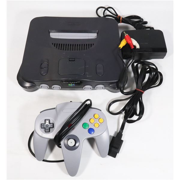 NINTENDO 64 CONSOLE WITH ALL NEEDED CORDS AND ONE CONTROLLER