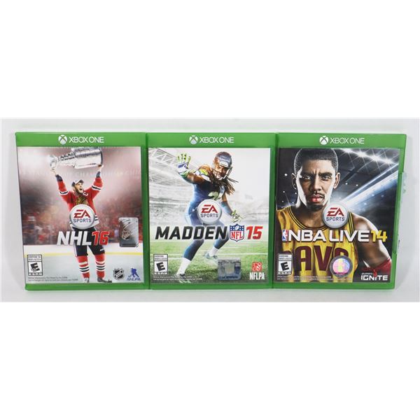 XBOX ONE NHL 16, MADDEN 15, NBA LIVE 14