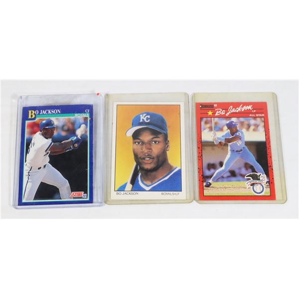 THREE BO JACKSON BASEBALL CARDS