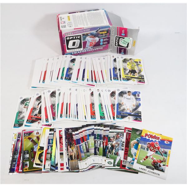 BOX OF ASSORTED SPORTS CARDS. SOCCER AND