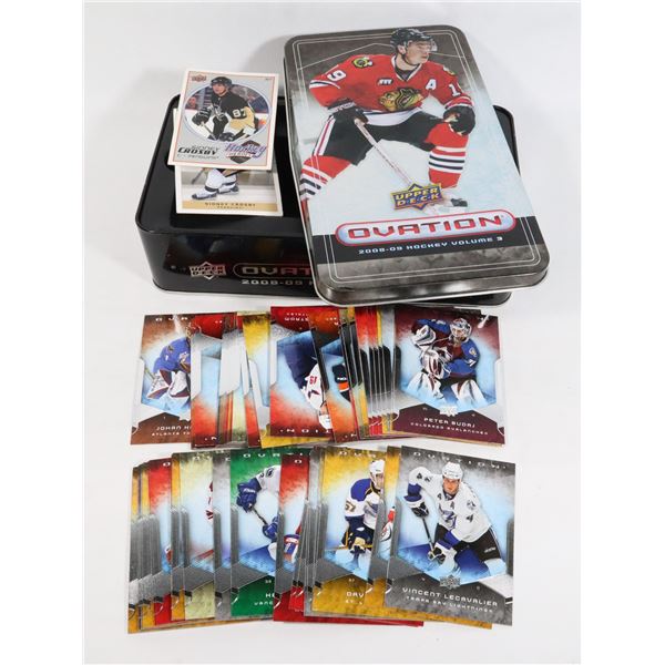 TIN OF MOSTLY UPPER DECK OVATION HOCKEY CARDS