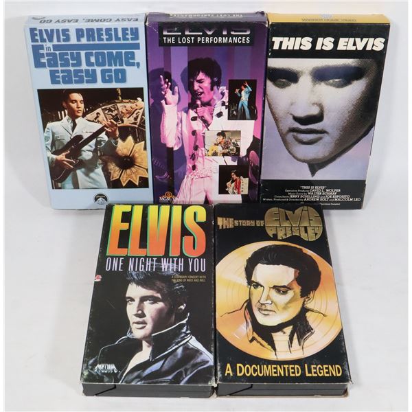LOT OF 5 FOX VIDEO ELVIS VHS TAPES.