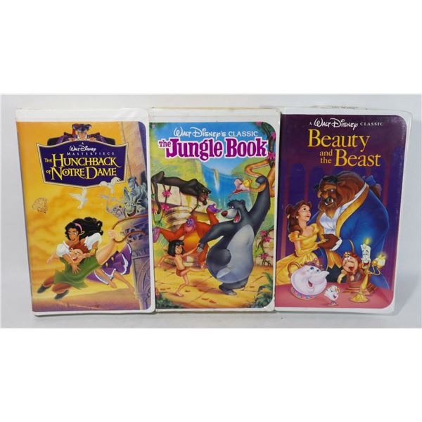 3 WALT DISNEY HOME VIDEO VHS. THE HUNCHBACK OF