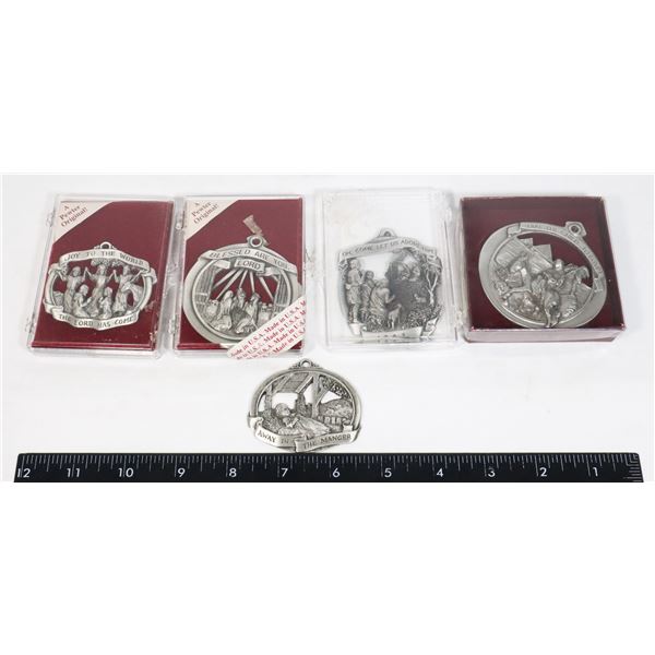 BUNDLE OF RELIGIOUS THEME PEWTER DECORATIONS