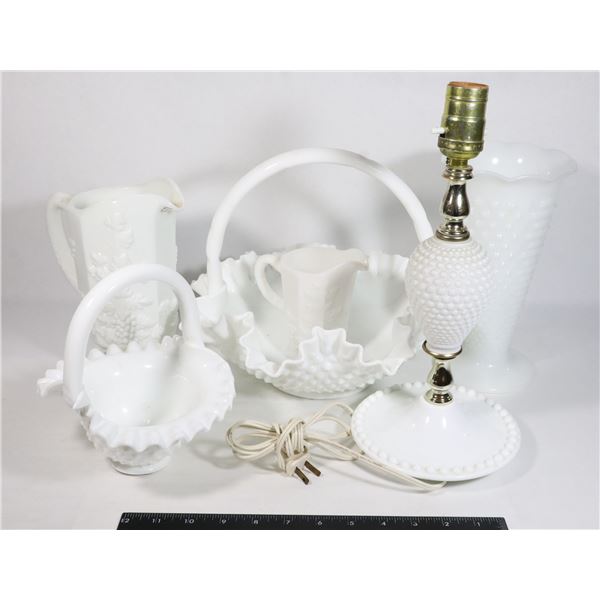 LARGE LOT OF MILK GLASS