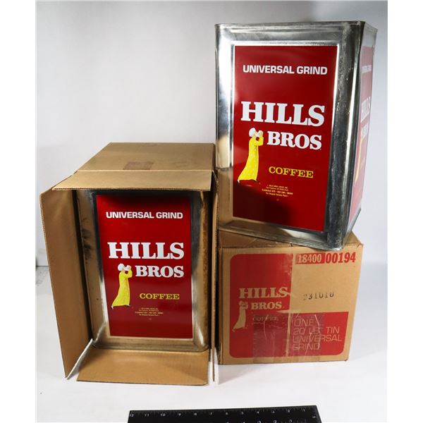 TWO HILLS BROTHERS COFFEE TINS IN ORIGINAL