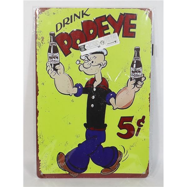 NEW POPEYE THEME METAL SIGN PRE-DRILLED HOLES FOR