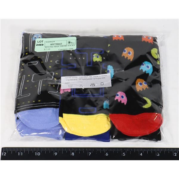 NEW 3 PCE PAC MAN THEME SOCKS US SIZE 7-10