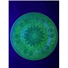 Image 1 : Vintage Uranium Glass Plate w/ Raised Design. Approx. 11" Diam