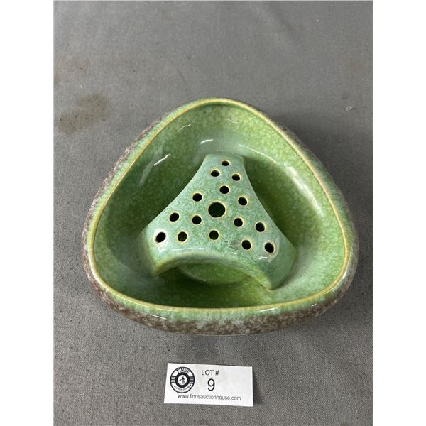 Vintage 3 Sided Flower Bowl w/ Frog. Marked Canada 7135A. Approx. 6.5" Across