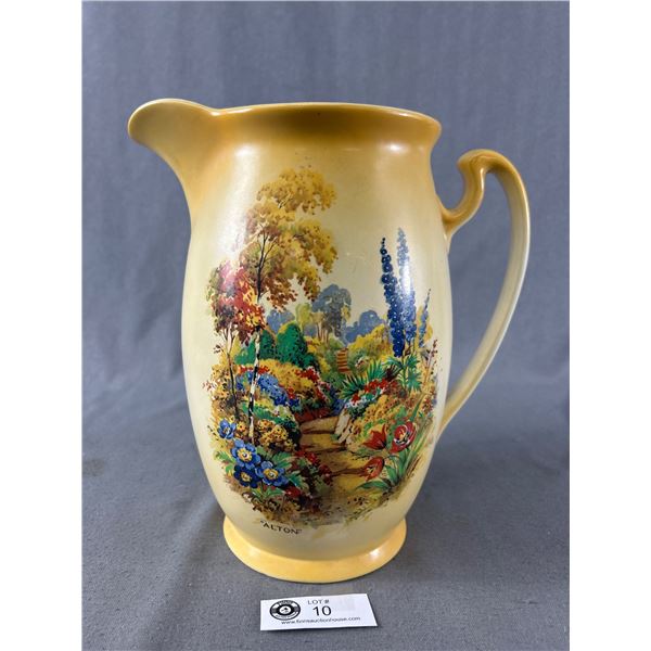 Vintage 11" H  Water Pitcher w/ "Alton" Country Design